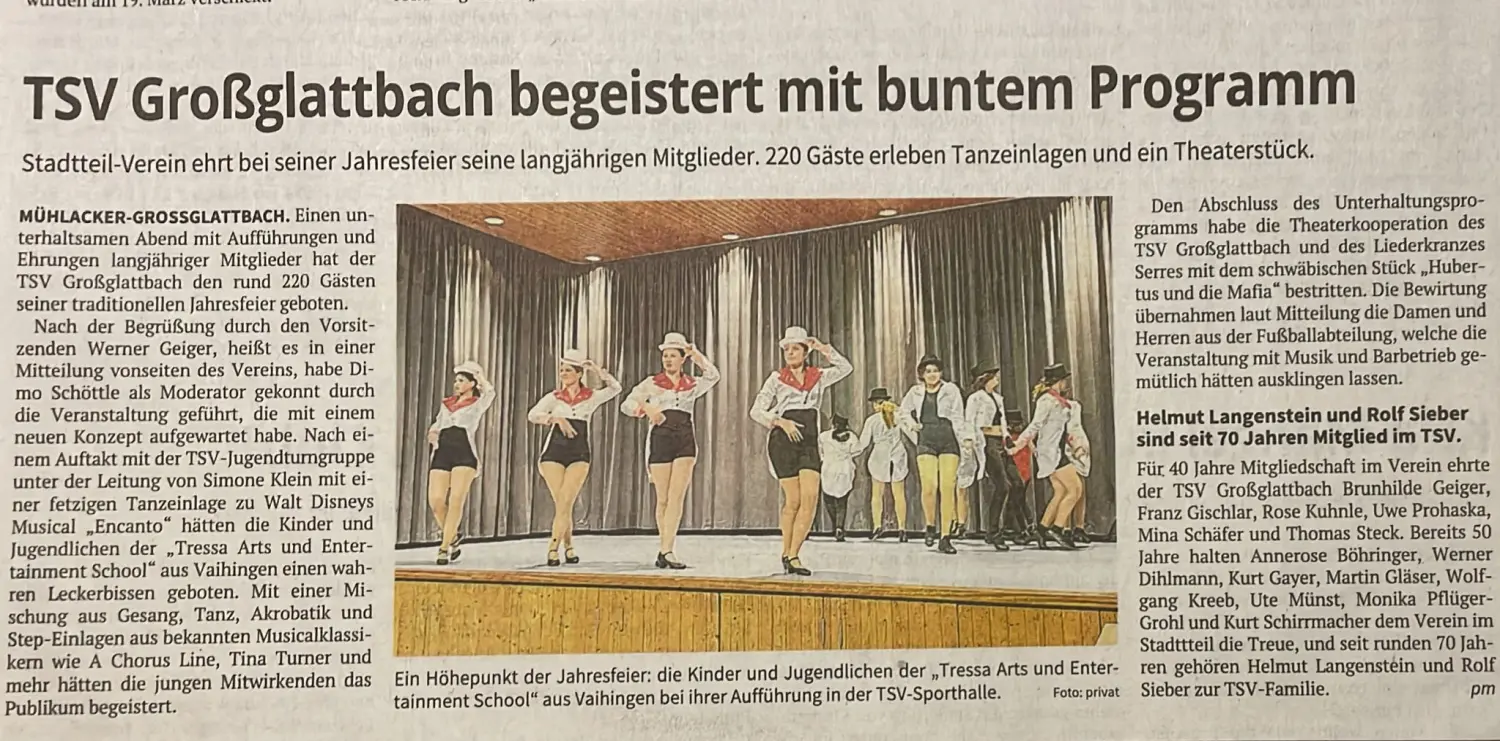 Tressa Arts & Entertainment School, Zeitungsartikel