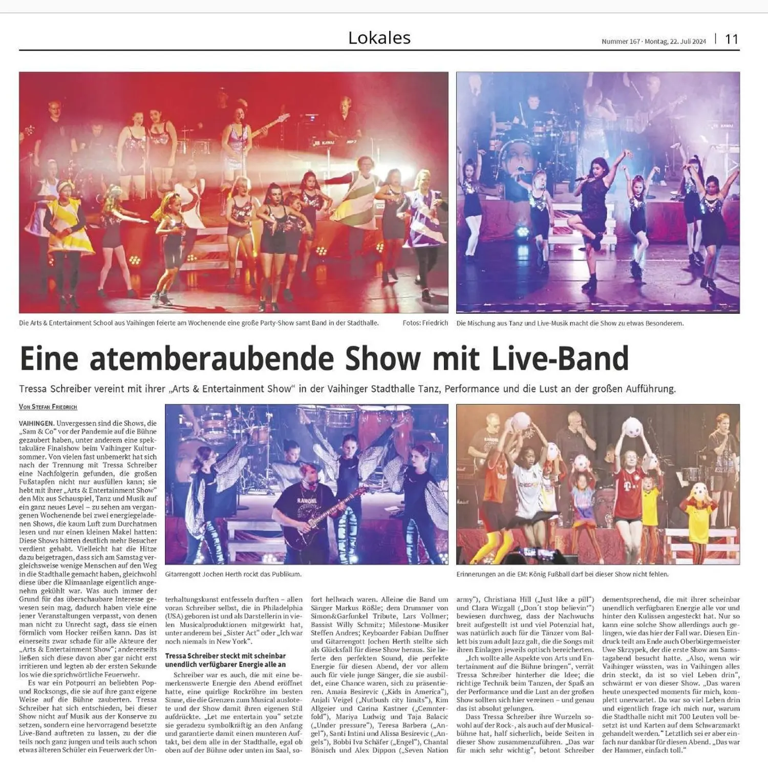 Tressa Arts & Entertainment School, Zeitungsartikel